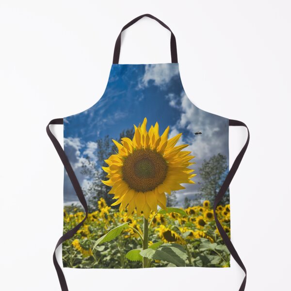 Item preview, Bright Sunflower Bloom and Bumblebee under Blue Sky Photography designed and sold by leonwoods.