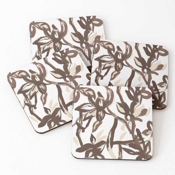 Item preview, Chocolate Brown Painterly Botanical Pattern designed and sold by Aniko Tulipan.