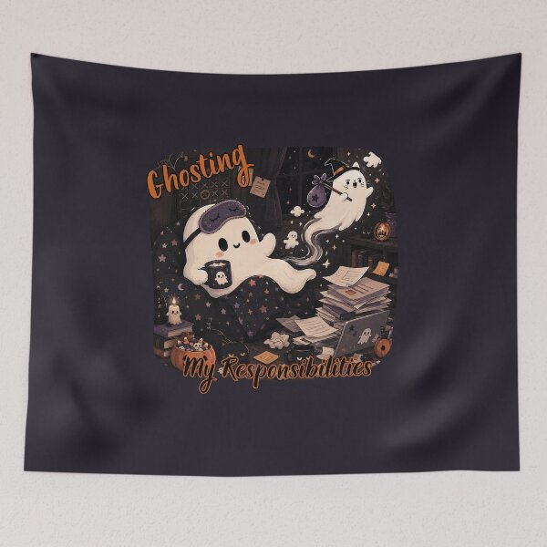 Item preview, Ghosting My Responsibilities Funny Cute Halloween Ghost designed and sold by NESTORY-Studio.