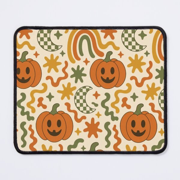 Item preview, Retro Seventies Groovy Halloween Pumpkins and Rainbows in Burnt Orange designed and sold by StickyGuys.