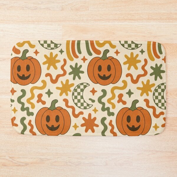 Item preview, Retro Seventies Groovy Halloween Pumpkins and Rainbows in Burnt Orange designed and sold by StickyGuys.