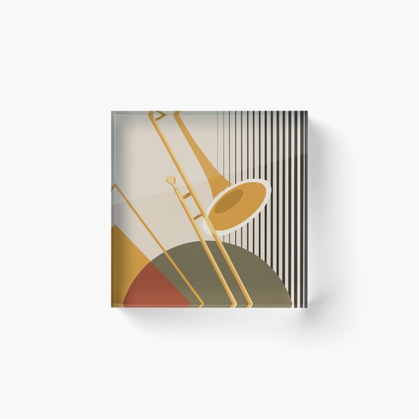 Item preview, Minimalist Bauhaus Trombone Art | Mid-Century Modern Brass Instrument Print | Abstract Geometric Jazz Print | Music Studio Decor designed and sold by Studio pod Burom.