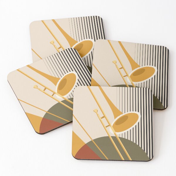 Item preview, Minimalist Bauhaus Trombone Art | Mid-Century Modern Brass Instrument Print | Abstract Geometric Jazz Print | Music Studio Decor designed and sold by Studio pod Burom.