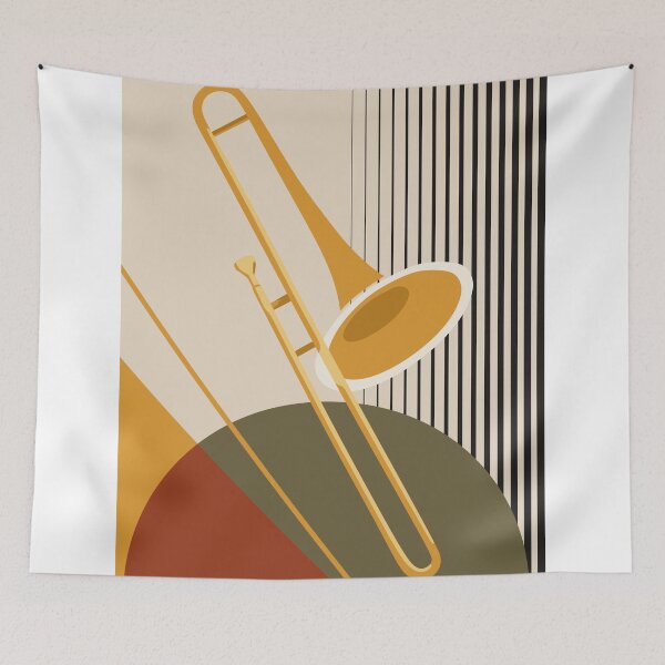 Item preview, Minimalist Bauhaus Trombone Art | Mid-Century Modern Brass Instrument Print | Abstract Geometric Jazz Print | Music Studio Decor designed and sold by Studio pod Burom.