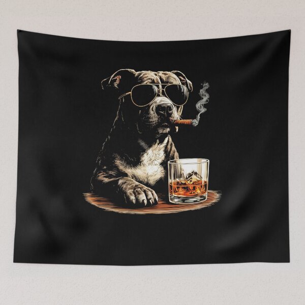 Item preview, Bulldog Drinking Whiskey Funny Dog Meme designed and sold by studio-ssaam.