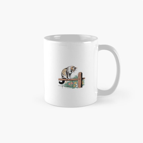 Item preview, Calico Cat on a Garden Fence designed and sold by bergamotthecat.
