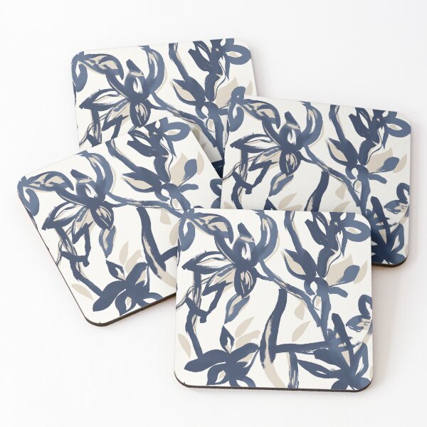 Item preview, Navy Blue Painterly Botanical Pattern designed and sold by Aniko Tulipan.