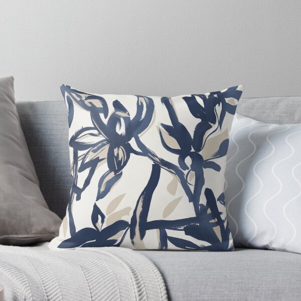 Item preview, Navy Blue Painterly Botanical Pattern designed and sold by Aniko Tulipan.