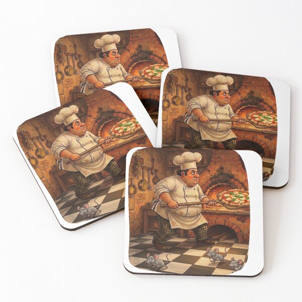 Item preview, Funny Pizza Chef in Rustic Italian Kitchen with Mice designed and sold by The store under the battleship :).