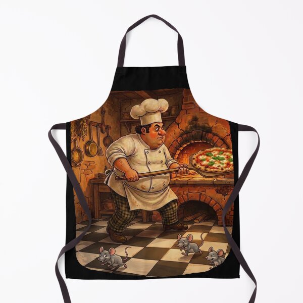 Item preview, Funny Pizza Chef in Rustic Italian Kitchen with Mice designed and sold by The store under the battleship :).