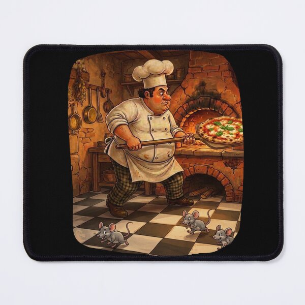 Item preview, Funny Pizza Chef in Rustic Italian Kitchen with Mice designed and sold by The store under the battleship :).