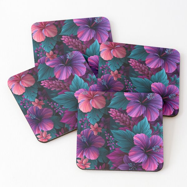 Item preview, Vibrant Tropical Hibiscus Floral Pattern | Exotic Botanical Digital Art designed and sold by Arts121.