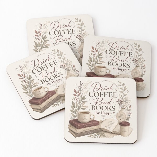 Item preview, Drink Coffee Read Books Be Happy | Cozy Book Lover Coffee Aesthetic Botanical Design designed and sold by MUSA'S.