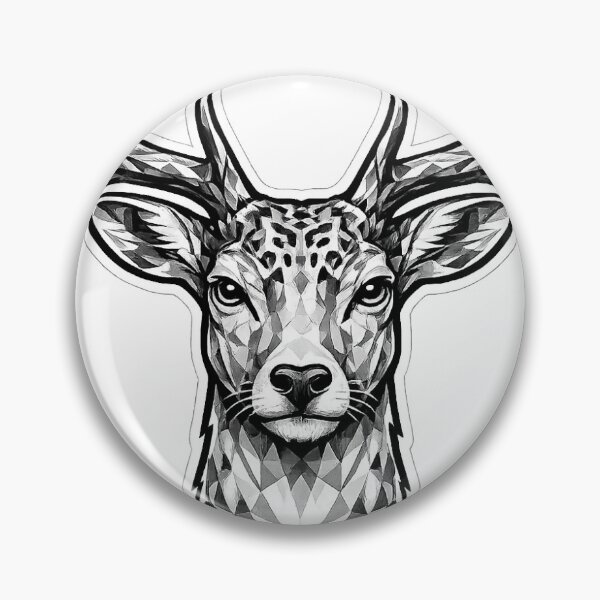 Item preview, Geometric Fallow Deer Head | Low Poly Deer Vector | Black & White Wildlife Sticker designed and sold by DesertInkArt.