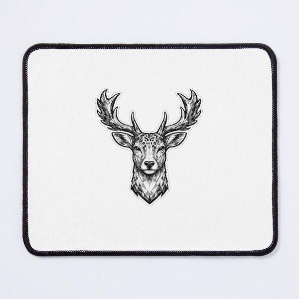 Item preview, Geometric Fallow Deer Head | Low Poly Deer Vector | Black & White Wildlife Sticker designed and sold by DesertInkArt.