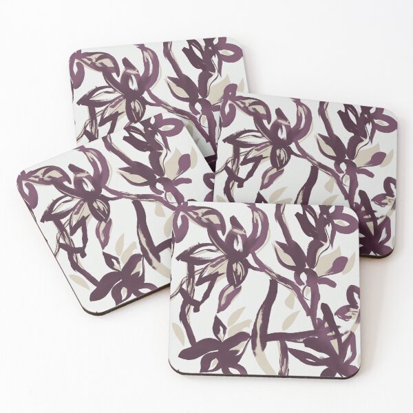 Item preview, Aubergine Painterly Botanical Pattern designed and sold by Aniko Tulipan.