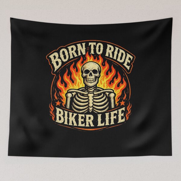 Item preview, Road In My Bones Fire In My Soul Flaming Skeleton Biker designed and sold by LiftyGifts.