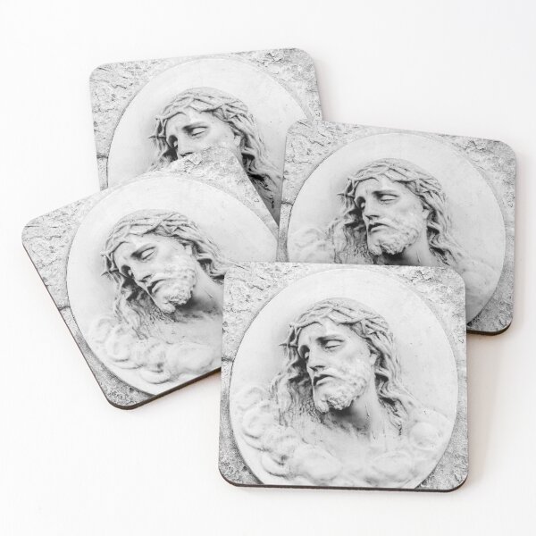 Item preview, Stone Relief Portrait Of Jesus With Crown Of Thorns Sculpted In Weathered Wall Plaque designed and sold by Nmallia.