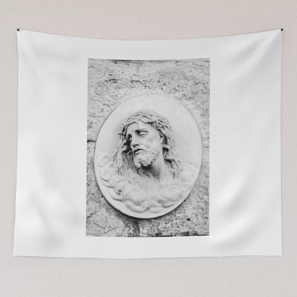 Item preview, Stone Relief Portrait Of Jesus With Crown Of Thorns Sculpted In Weathered Wall Plaque designed and sold by Nmallia.