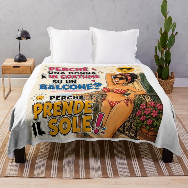 Item preview, Funny Sunbathing Woman - Balcony Cartoon Joke designed and sold by RipantinaFantasy .