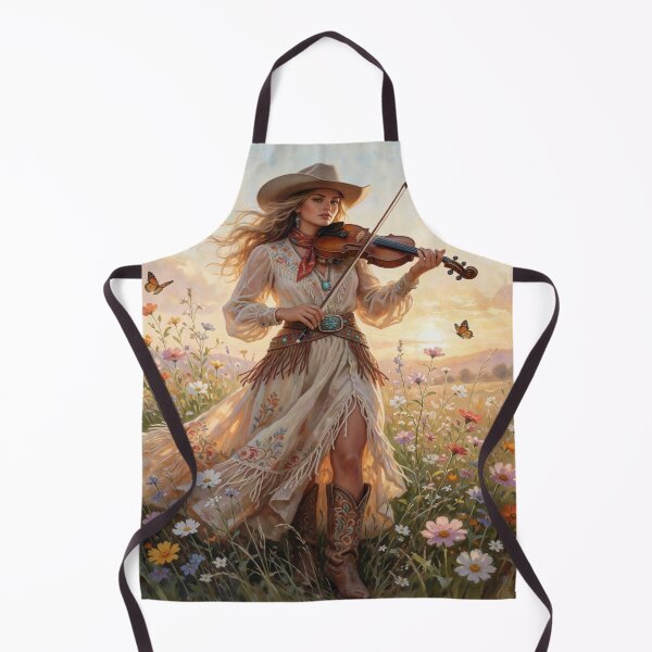 Item preview, Boho Cowgirl Playing Violin | Western Wildflower Sunset Art designed and sold by Silentshelf.