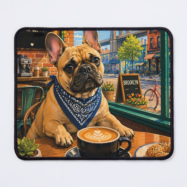 Item preview, French Bulldog in a Brooklyn cafe. designed and sold by Nomad-Paws.
