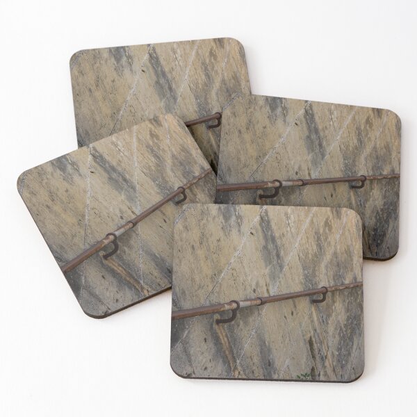 Item preview, Rusty Handrail Along Weathered Stone Wall Beside Outdoor Staircase With Textured Architectural Detail designed and sold by Nmallia.