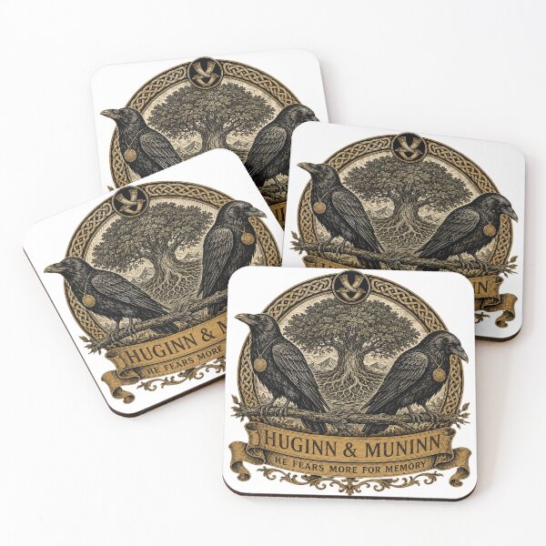 Item preview, Huginn and Muninn Norse Ravens Engraving designed and sold by Qorvun.
