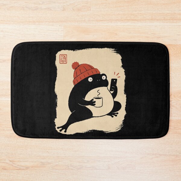 Item preview, Funny Grumpy Hipster Japanese Frog With Coffee and Phone designed and sold by FreshVibe Prints.