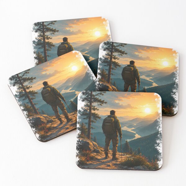 Item preview, Mountain Hiking Adventure Sunset Landscape Art designed and sold by FutureGarb.