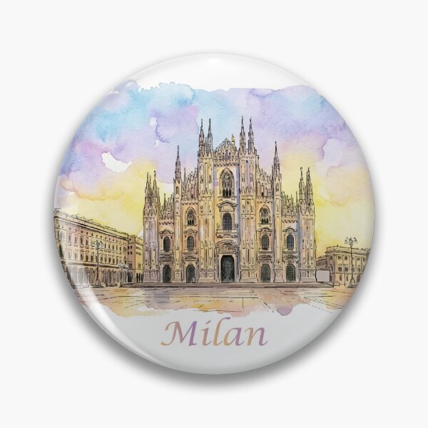 Item preview, Milan Italy Duomo Cathedral Skyline Watercolor Art designed and sold by NareArt.