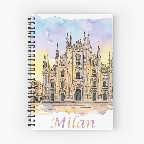 Item preview, Milan Italy Duomo Cathedral Skyline Watercolor Art designed and sold by NareArt.