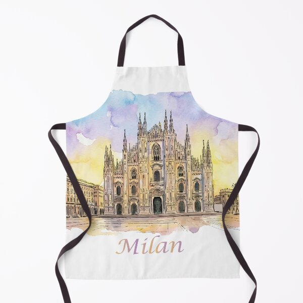 Item preview, Milan Italy Duomo Cathedral Skyline Watercolor Art designed and sold by NareArt.
