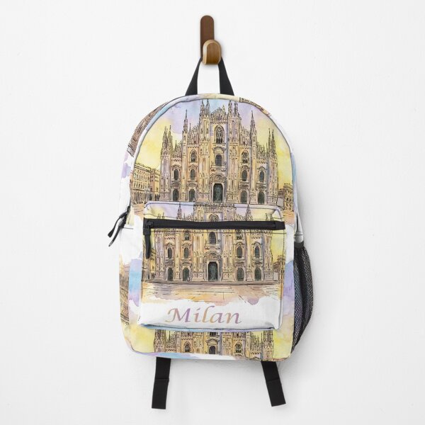 Item preview, Milan Italy Duomo Cathedral Skyline Watercolor Art designed and sold by NareArt.