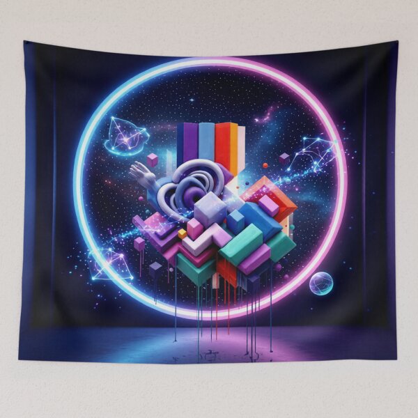 Item preview, cubic fusion C cosmic portal colorful geometric cubic abstract design designed and sold by SmashingDeals.