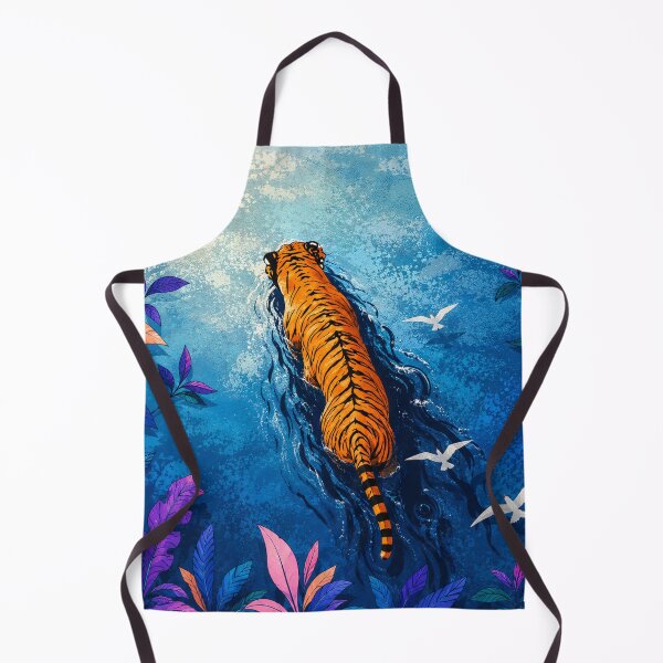 Item preview, Tiger Wall Art | Majestic Swimming Tiger | Colorful Wildlife Illustration | Jungle Nature Decor | Big Cat Art Print designed and sold by Dreamy Ocean Art.