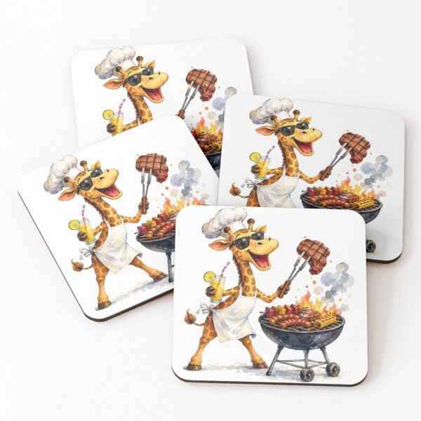 Item preview, Watercolor Giraffe Barbecue designed and sold by Snurly.