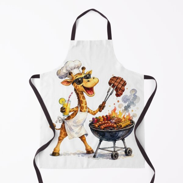 Item preview, Watercolor Giraffe Barbecue designed and sold by Snurly.
