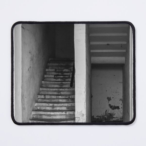 Item preview, Old Stone Staircase Under Arched Entrance in Vintage Building — Black And White Architectural Detail designed and sold by Nmallia.