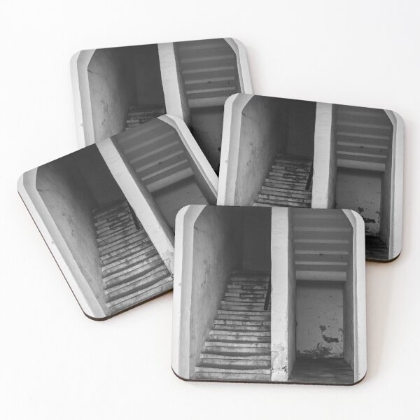 Item preview, Old Stone Staircase Under Arched Entrance in Vintage Building — Black And White Architectural Detail designed and sold by Nmallia.