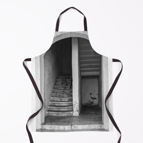 Item preview, Old Stone Staircase Under Arched Entrance in Vintage Building — Black And White Architectural Detail designed and sold by Nmallia.