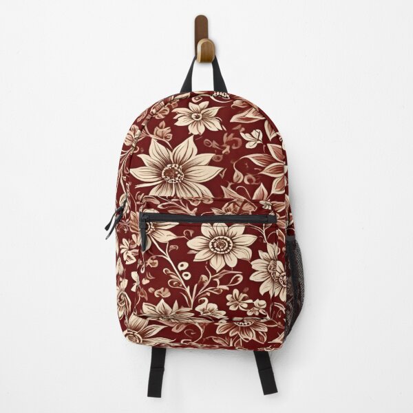 Item preview, Elegant Vintage Floral Pattern with Rich Burgundy Background Featuring Intricate Flower Designs and Delicate Leaves in Cream and Beige Tones designed and sold by Matt_Smith.
