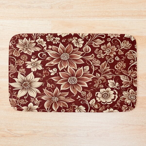 Item preview, Elegant Vintage Floral Pattern with Rich Burgundy Background Featuring Intricate Flower Designs and Delicate Leaves in Cream and Beige Tones designed and sold by Matt_Smith.