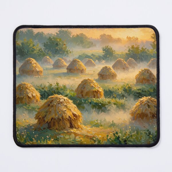 Item preview, Impressionist Landscape - Haystacks Sunrise designed and sold by Late Theory.