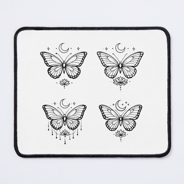 Item preview, Minimalist Butterfly Tattoo Flash Sheet – Fine Line Butterfly, Moon, Stars & Lotus Design designed and sold by LuxeBuzz.