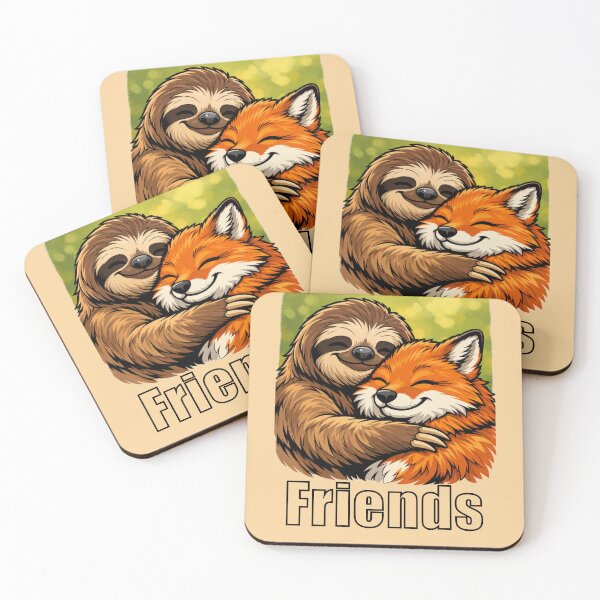 Item preview, Friends – Sloth & Fox Comic Hug designed and sold by Rocket&Stars.