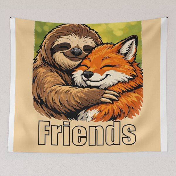Item preview, Friends – Sloth & Fox Comic Hug designed and sold by Rocket&Stars.