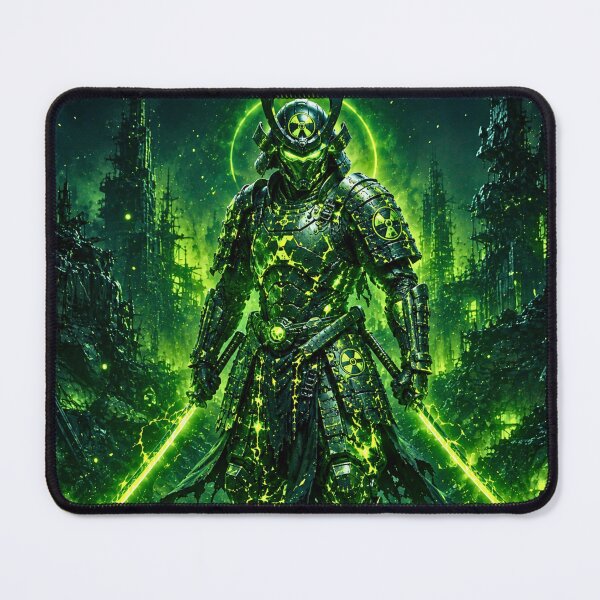 Item preview, Radioactive Neon Cyber Samurai Poster | Green Futuristic Japanese Armor | Cyberpunk Warrior Wall Art designed and sold by lavanya11.