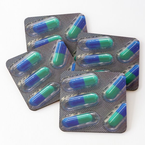 Item preview, Blue and Green Capsules in Blister Pack Close-Up, Medicine and Pharmaceutical Health Concept designed and sold by Nmallia.