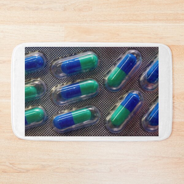 Item preview, Blue and Green Capsules in Blister Pack Close-Up, Medicine and Pharmaceutical Health Concept designed and sold by Nmallia.